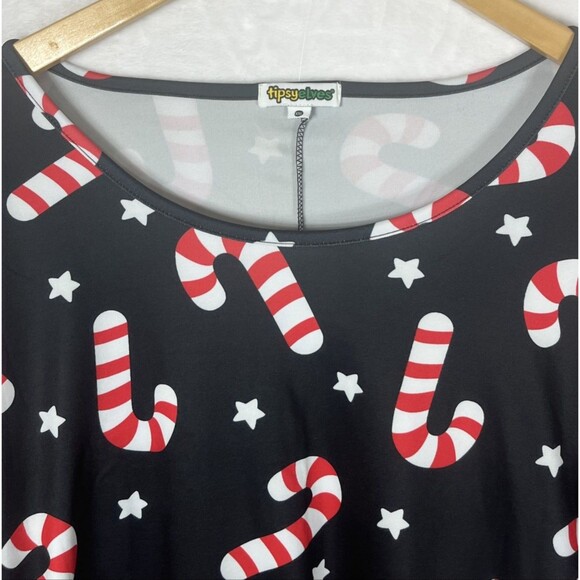 Tipsy Elves Women's Candy Cane Dress Holiday Black Size XXL NEW - Picture 3 of 7